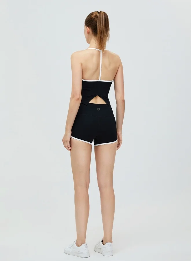 Kawn.yoga Licorice Black Womens High Waist Workout Sport Yoga Shorts for Women | Best Price UAE