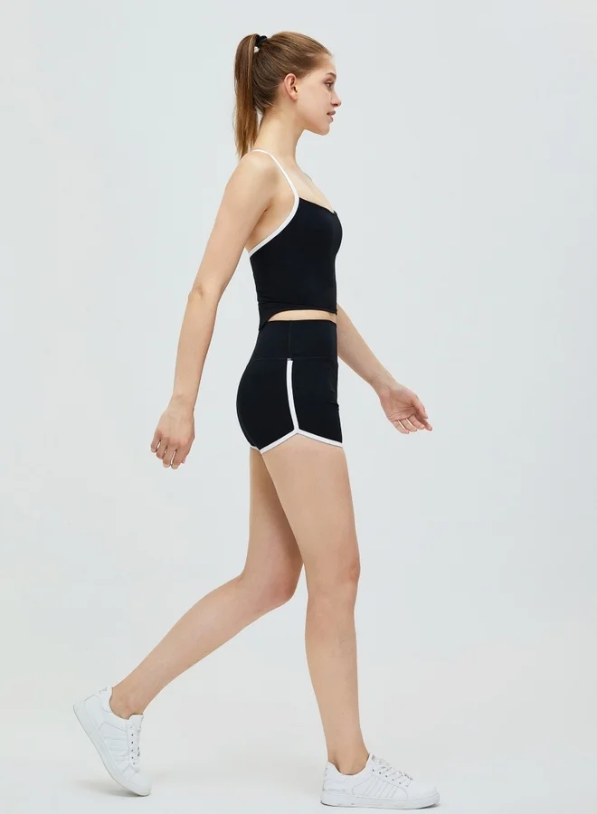 Kawn.yoga Licorice Black Womens High Waist Workout Sport Yoga Shorts for Women | Best Price UAE