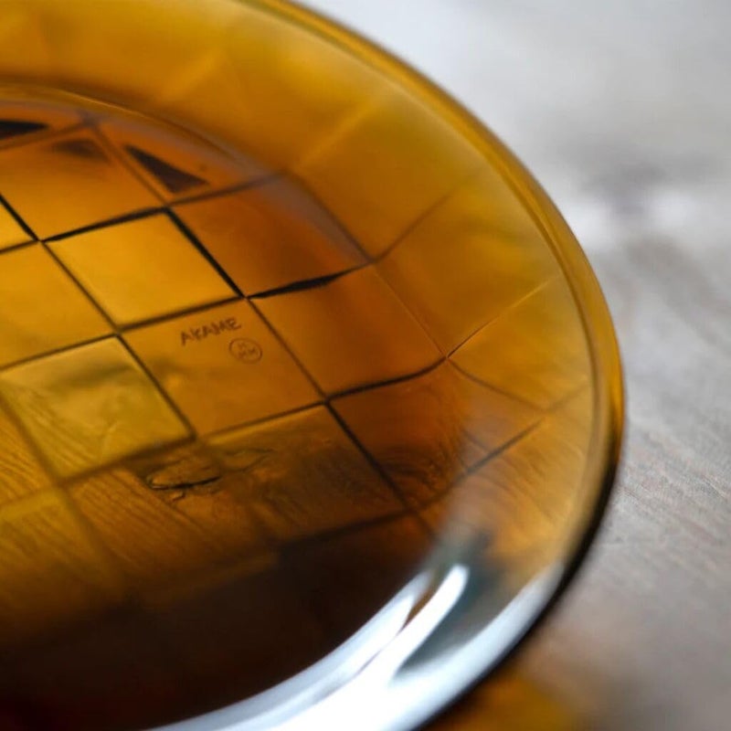 HMM X Akame  Woven Plate  63 Inch Recycled Glass Plate for Salad  Dessert Small Round Vintage Style Dish with Artisanal Basket Weave Design SGS Certified  Amber - Image 2