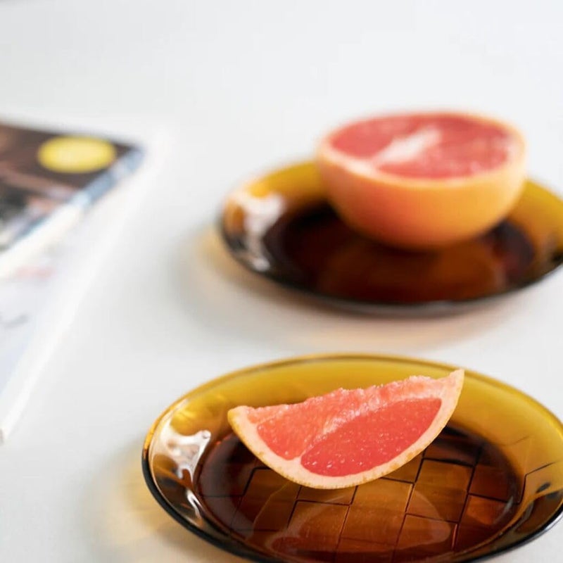 HMM X Akame  Woven Plate  63 Inch Recycled Glass Plate for Salad  Dessert Small Round Vintage Style Dish with Artisanal Basket Weave Design SGS Certified  Amber - Image 4