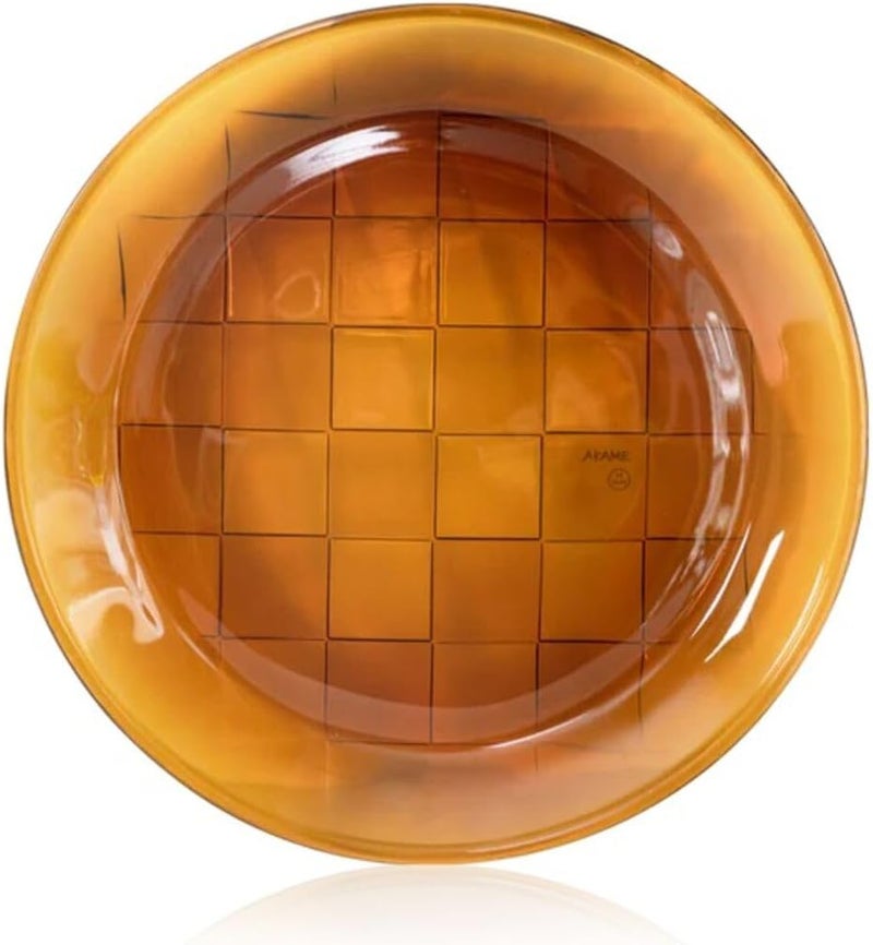 HMM X Akame  Woven Plate  63 Inch Recycled Glass Plate for Salad  Dessert Small Round Vintage Style Dish with Artisanal Basket Weave Design SGS Certified  Amber - Image 1