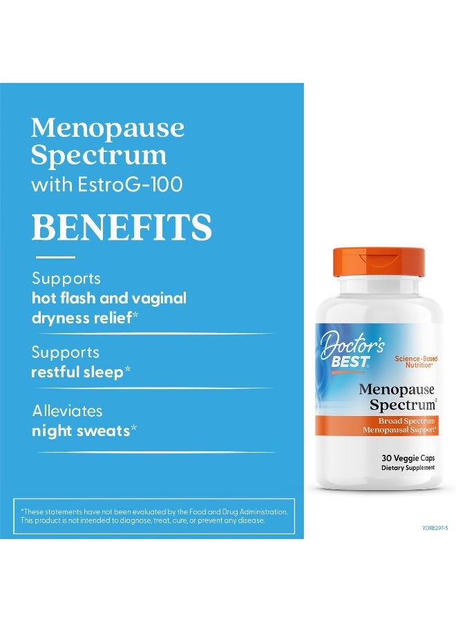 Doctor's Best Menopause Spectrum with EstroG-100, Non-GMO, Vegan, Gluten Free, Soy Free, 30 Veggie Caps - Image 2