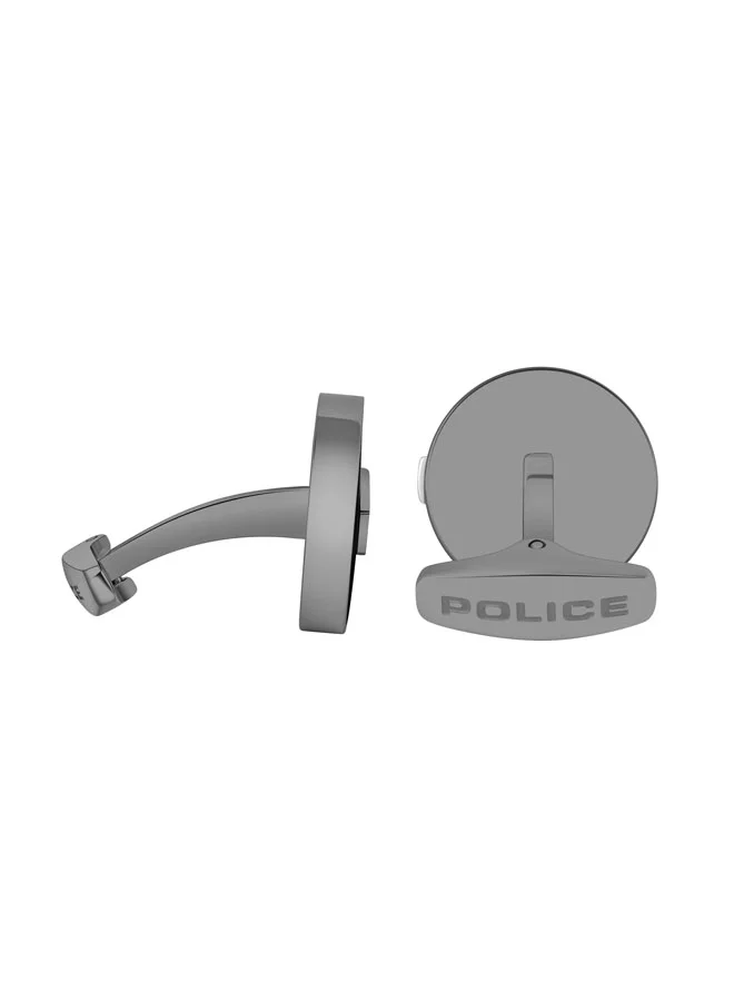 بوليس Shadow Gunmetal-Black Stainless Steel Round Cufflinks for Men