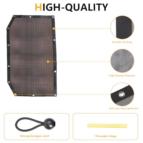 RERPRO Sunshade for 2018-2023 Jeep Wrangler JL JLU 2 Door 4 Door Front Mesh Sun Shade JL Sunshade Bikini Soft Top Roof Cover Net Accessories, Blocks UV, Wind, Noise, Black - Image 5