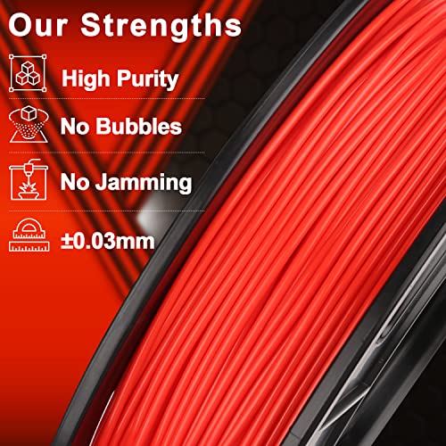 AMOLEN PLA 3D Printing Filament Bundle 1.75mm, Black White Red Blue 250g X 4 Spools Pack 3D Printier Filament, 1KG/2.2 lb in Total, Compatible with Most FDM Printer and 3D Pen - Image 4