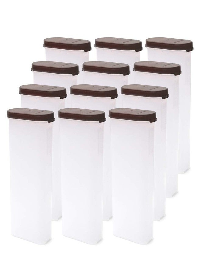Mahaware Modular Mini Oval Plastic Kitchen Container Set, 425ml, Set of 12, Brown - Image 1