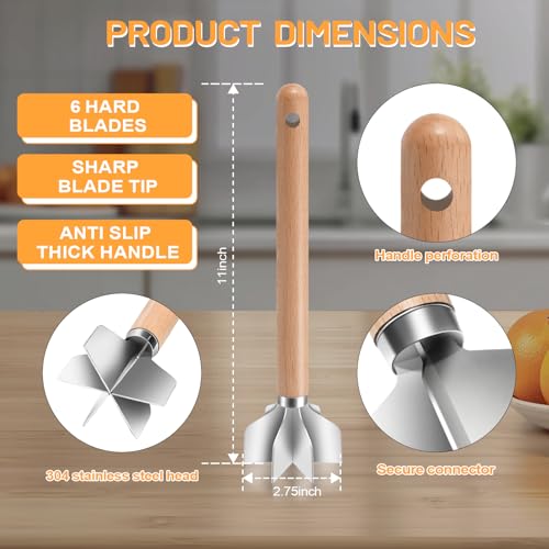 WLKSTS 11 inch Stainless Steel Meat masher with 6 Blades, Metal Potato Masher, Ground Beef chopper tool, Suitable For Making Ground meat, Mashed potatoes, Jam and more（one pack) - Image 2