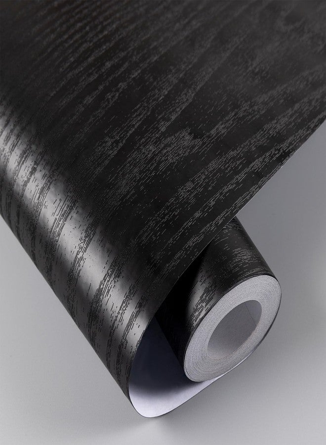 practicalWs Black Wood Wallpaper Peel and Stick 17.7 in x 236.2 in Wood Wallpaper Self Adhesive Shelf Liner Covering for Kitchen Countertop Sticker Cabinets Drawer Furniture Wall Door Vinyl Wrap PVC - Image 1