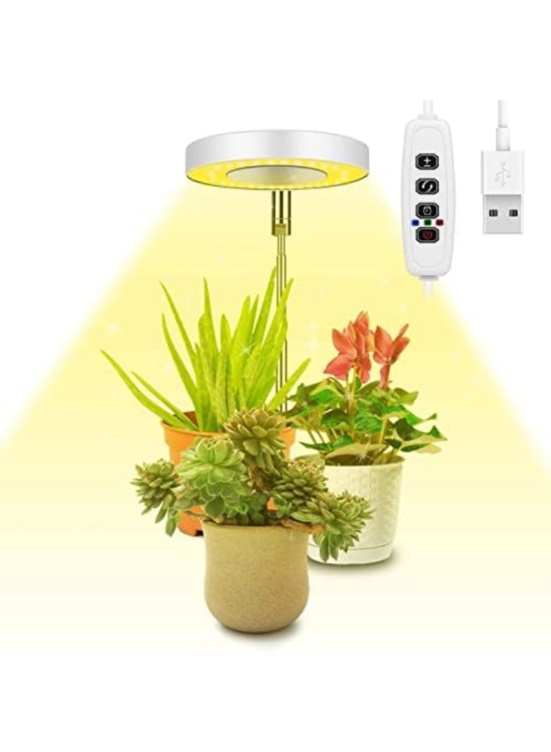 SYOSI LED Grow Light, Full Spectrum Growing Lamp for Indoor Plants, 9 Adjustable Brightness 180° Rotatable Light Panel, Height Adjustable with Auto On/Off Timer 3/9/12hrs, For Small Plants (Warm White) - Image 1