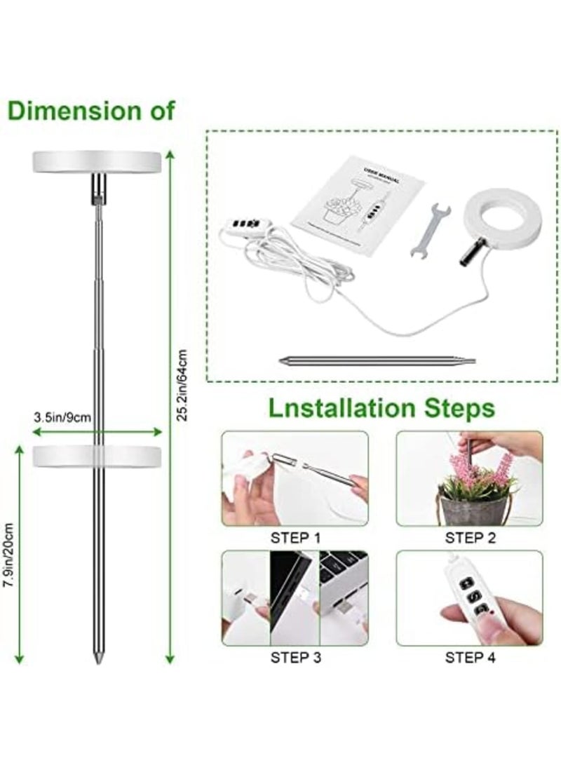 SYOSI LED Grow Light, Full Spectrum Growing Lamp for Indoor Plants, 9 Adjustable Brightness 180° Rotatable Light Panel, Height Adjustable with Auto On/Off Timer 3/9/12hrs, For Small Plants (Warm White) - Image 5