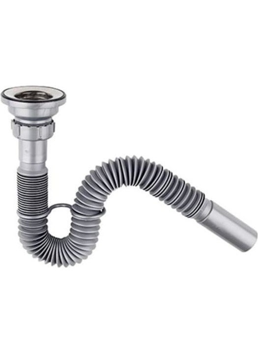 Renk Yapı Rüyası Color Structure Dream Gray Accordion Siphon for Kitchen and Bathroom Anti-Odor Siphon Solid for Various Sinks with Stoppers 