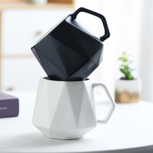 Spooky Nordic Diamond Ceramic Coffee Mug – 400ml Modern Polygonal Cup with Handle – Elegant Light Luxury Style for Tea, Milk & Water – Office or Home Use – Gift for Men, Women, Colleagues (Black) - Image 2