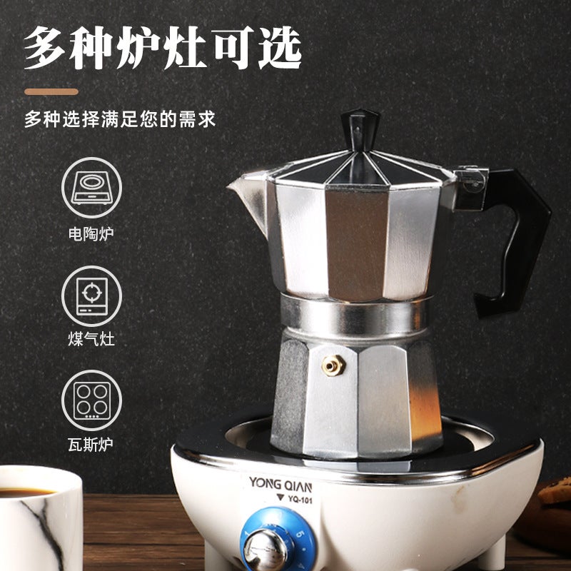 Moka Pot Outdoor Home Office Aluminum Moka Pot Espresso Pot Octagonal Moka Pot - Image 5