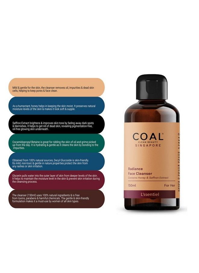 COAL CLEAN BEAUTY - Radiance Face Cleanser Honey Saffron Extract Cocamidopropyl Betaine Decyl Glucoside Glycerin ; Deeply Cleanses Face Moisturises & Hydrates Skin Women All Skin Types 150 Ml - Image 1