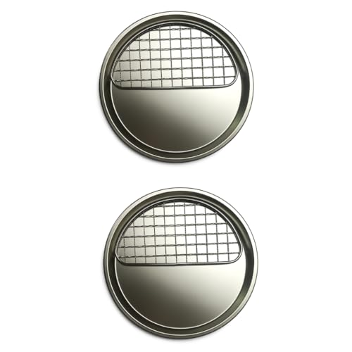 Snevad Stainless Steel Oil Free Cooking Plate Set of 2 with Half Grill Drip Tray Multipurpose Healthy Bakeware Pan for Oven Air Fryer BBQ Perfect Tray for Vegetables Snacks Fries Samosa Party Serving - Image 1