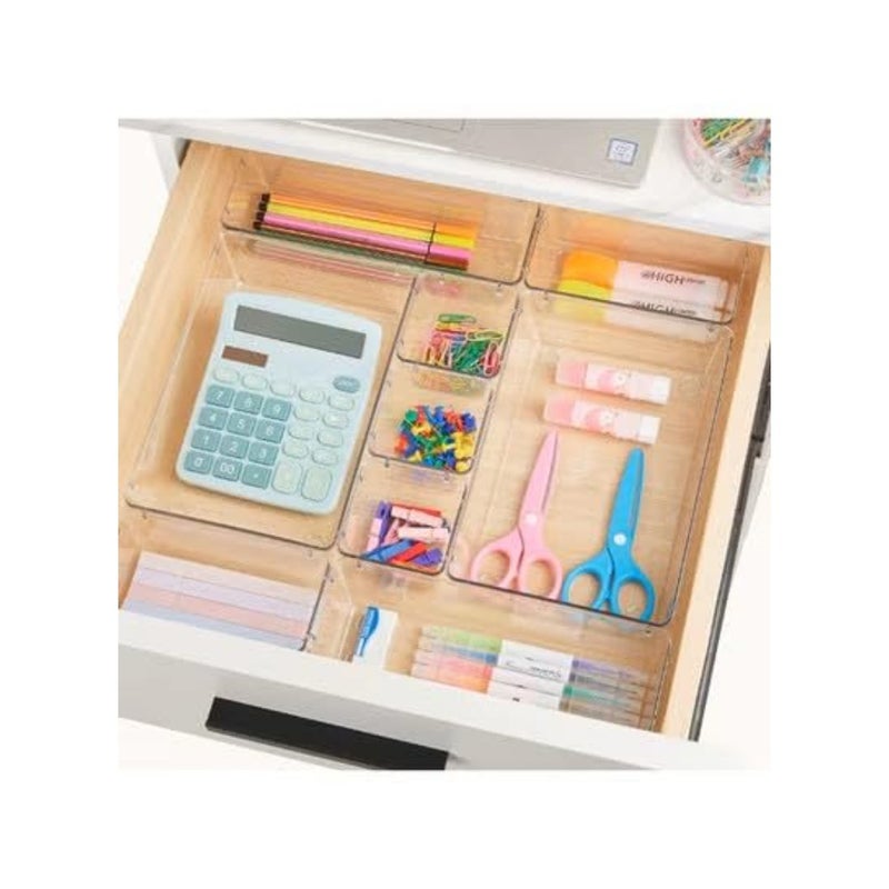 Clear Drawer Organizer Set 25 Pieces in 4 Sizes Durable plastic, easy to clean, stackable, multi-use, combinable into multiple shapes, for kitchen, bathroom and office - Image 2