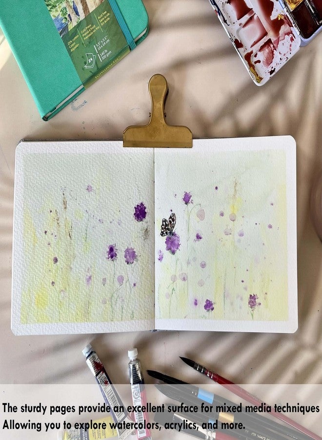 tumuarta Square Watercolor Journal, 5.5x5.5”, 140 LB, 300 GSM, Cotton Paper, Cold Press, 24 Sheets, 48 Pages, Watercolor Paper Notebooks for Use As Travel Sketchbooks Mixed Media Pad On The Go… - Image 5