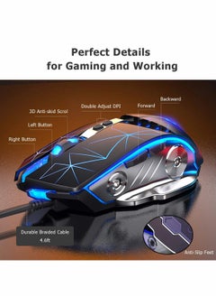 Generic Gaming Mouse USB Wired RGB Backlit Silent Click Gamer Mouse with 4 Adjustable DPI Up to 3200, Comfortable Grip Ergonomic Optical Gaming Mice for Laptop PC Gamer Computer  - Image 4