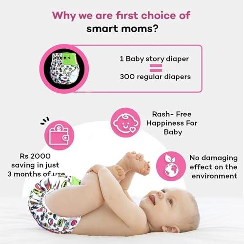 Vparents Mix Print Reusable and Adjustable Cloth Diapers With ulta absorbent Insert with 5 layers- washable (Green) - Image 5
