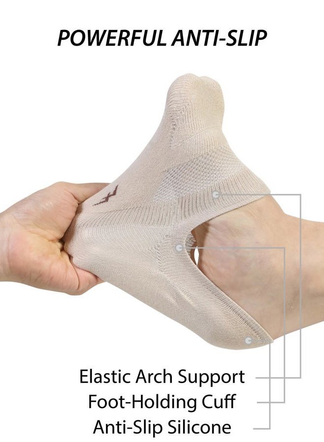 Pro Mountain No Show Socks Wide Toe Box For Health Bunion Unisex Size S to X-Large Cotton Cushion Footies, 4color Assorted 4 Pairs, M - Image 3