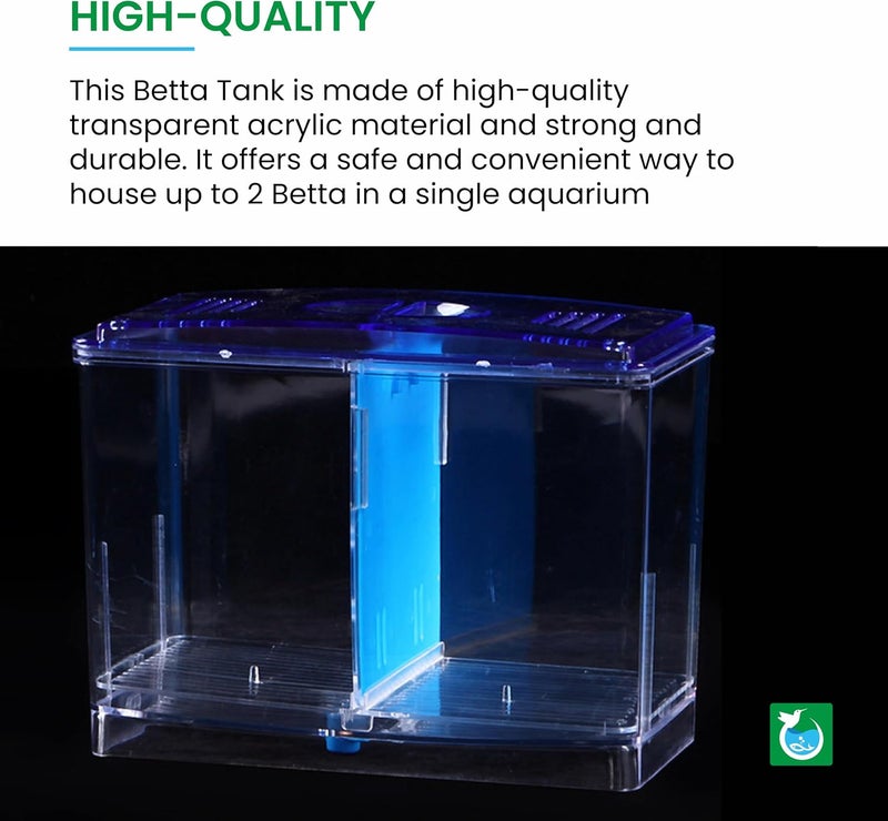 animaux Double House Betta Fish Tank Aquarium Isolation Box for Fighter Fish and Guppy (18 cm x 8 cm x 14 cm) (Betta House Double) Colour May Vary (Fish Not Included) Small Size - Image 3