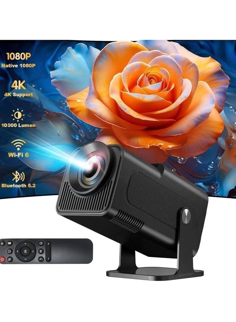 LIXES New HY320 Portable Auto Keystone Projector, Native 1080P Smart Projector FHD 4K Supported 10000 Lumens With WiFi 6, BT 5.0, 180 Degree Rotation, Built-in Android 11.0 Built In Speaker Video Projector Outdoor Projector 390 ASNI Compatible With TV Stick/HDMI/USB/PS5/iOS/PS4 Black - Image 2
