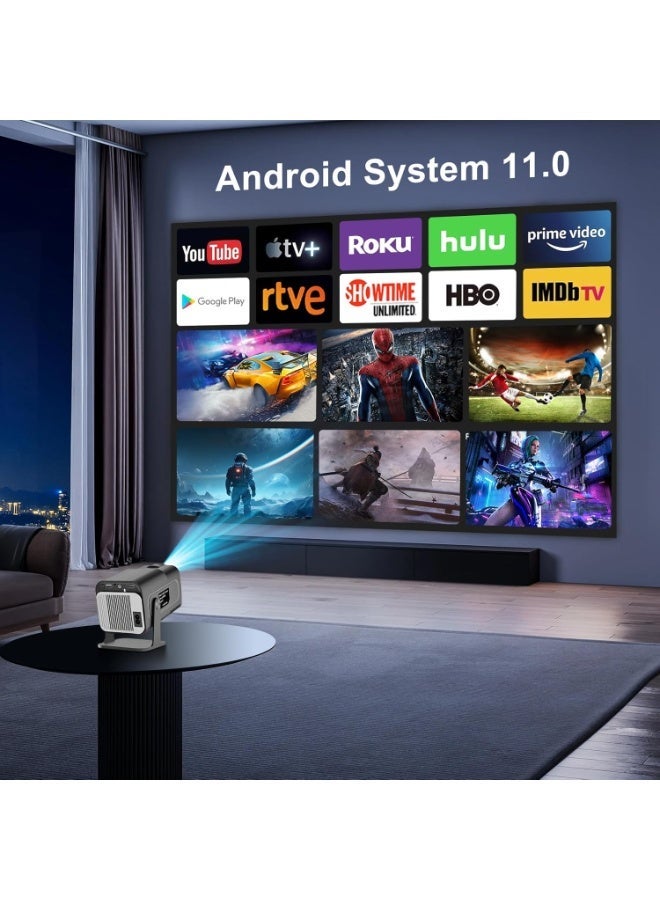 LIXES New HY320 Portable Auto Keystone Projector, Native 1080P Smart Projector FHD 4K Supported 10000 Lumens With WiFi 6, BT 5.0, 180 Degree Rotation, Built-in Android 11.0 Built In Speaker Video Projector Outdoor Projector 390 ASNI Compatible With TV Stick/HDMI/USB/PS5/iOS/PS4 Black - Image 4