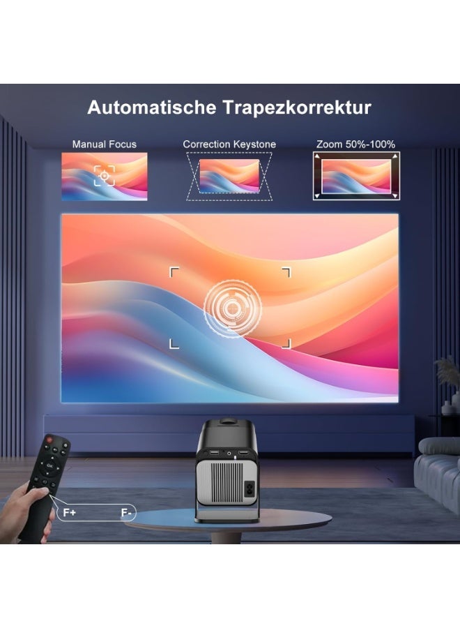 LIXES New HY320 Portable Auto Keystone Projector, Native 1080P Smart Projector FHD 4K Supported 10000 Lumens With WiFi 6, BT 5.0, 180 Degree Rotation, Built-in Android 11.0 Built In Speaker Video Projector Outdoor Projector 390 ASNI Compatible With TV Stick/HDMI/USB/PS5/iOS/PS4 Black - Image 5