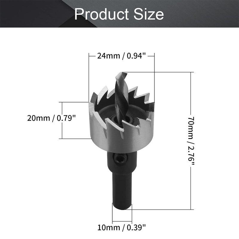 Othmro Utoolmart 24mm Black HSS Drill Bit Hole Saw Cutter 70mm Length for Metal Alloy Wood 1pcs - Image 2