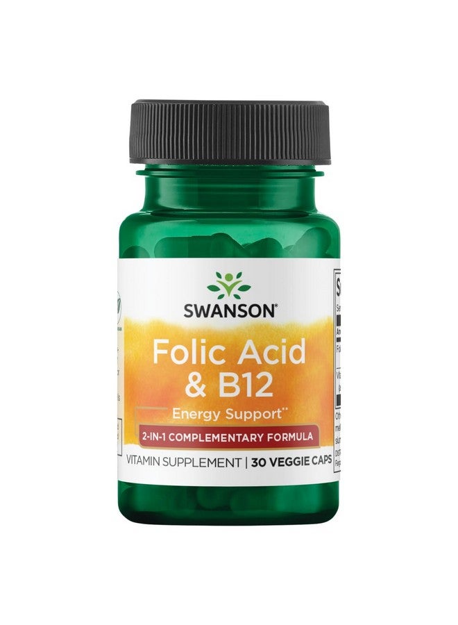 Swanson Folic Acid & Vitamin B-12 30 Veg Capsules - Image 1