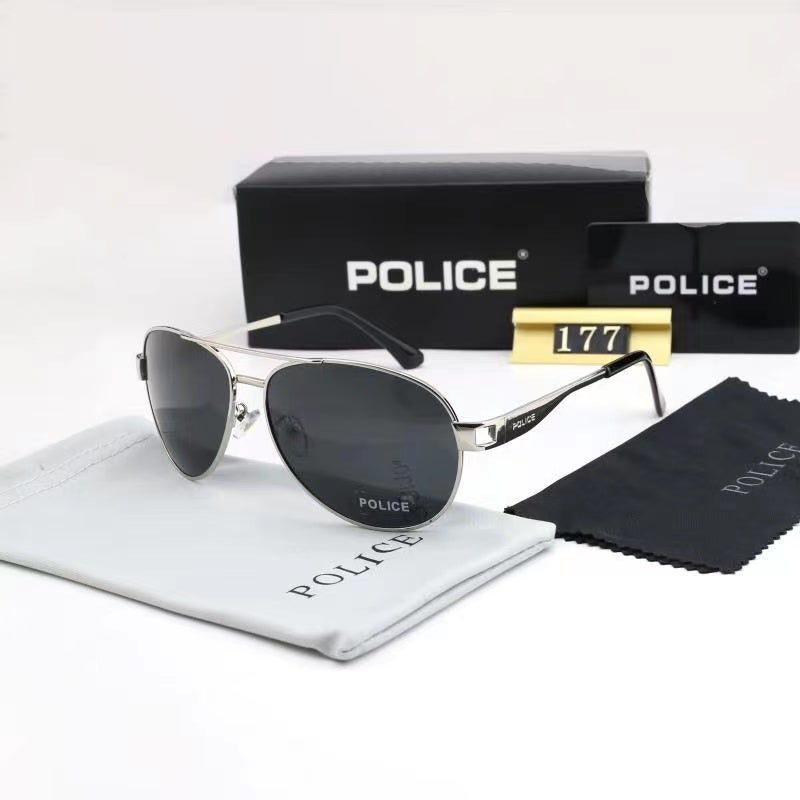 POLICE Polarized Sport Sunglasses for Men Driving Fishing Running with UV 400 Protection Sun Glasses with Sliver-Frame Grey Lenses - Image 1