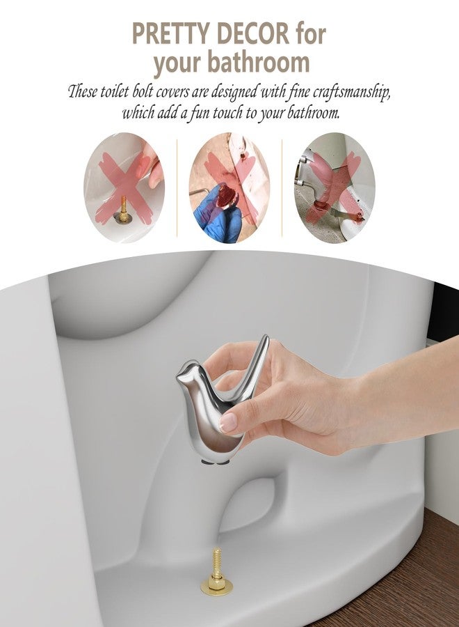 MENNTY 2pcs Ceramic Grey Bird Toilet Floor Bolt Caps with 4pcs Toilet Bolt Caps Toilet Bolt Caps Cute Bathroom Decor - Image 5