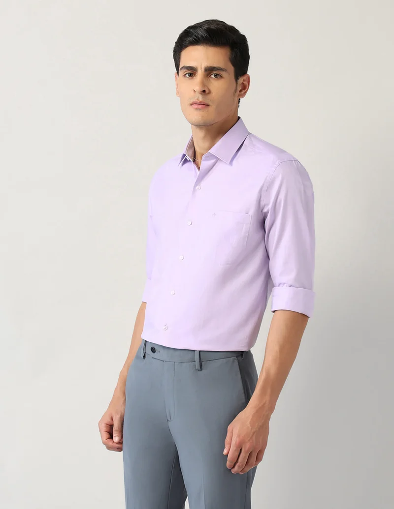 Arrow Lavender Manhattan Slim Fit Textured Twill Shirt for Men | Best Price UAE