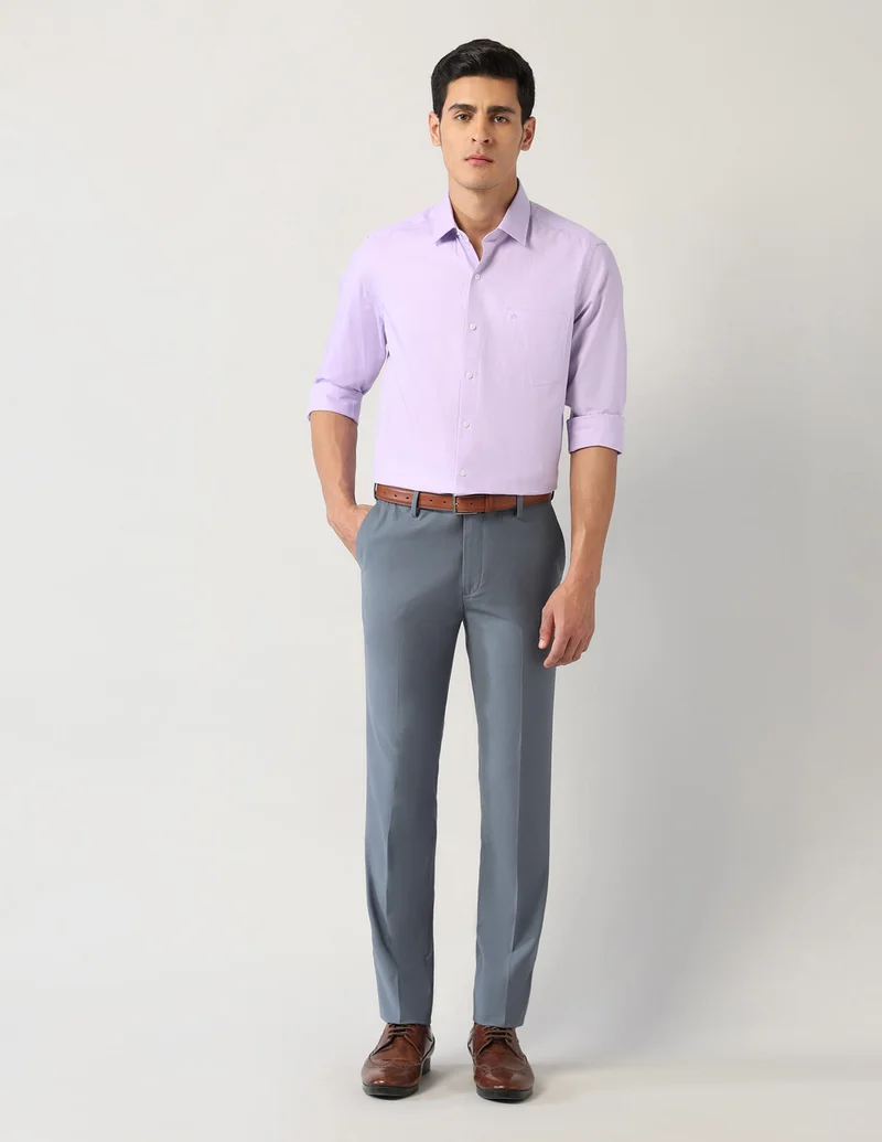 Arrow Lavender Manhattan Slim Fit Textured Twill Shirt for Men | Best Price UAE