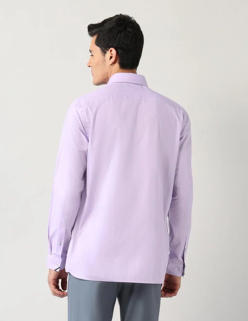 Arrow Lavender Manhattan Slim Fit Textured Twill Shirt for Men | Best Price UAE