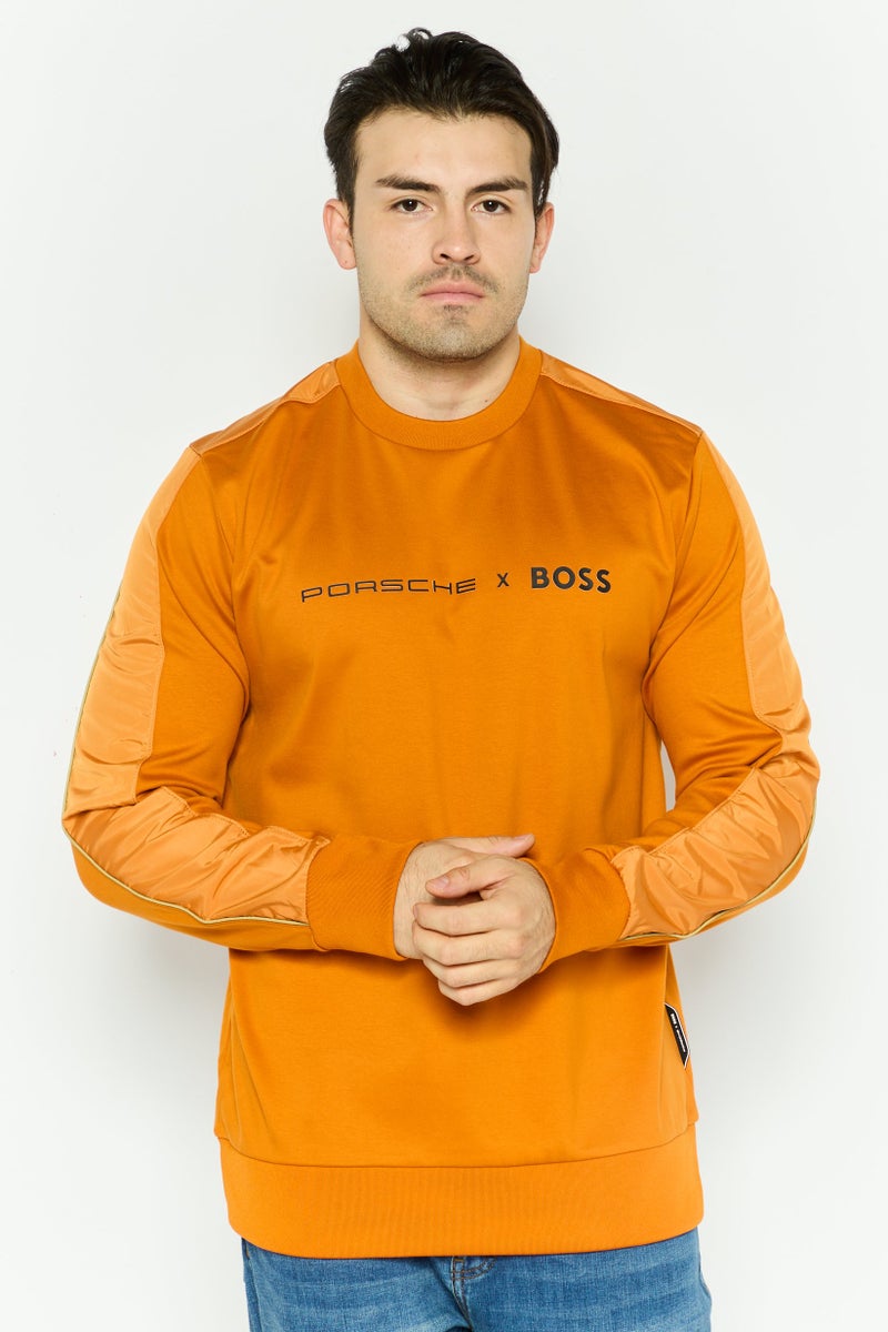 BOSS Porsche x Boss Men Crew Neck Sweater, Orange - Image 1