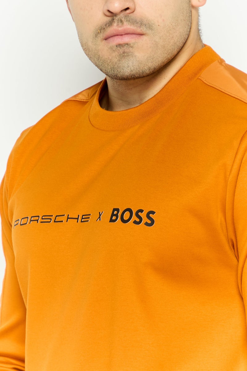 BOSS Porsche x Boss Men Crew Neck Sweater, Orange - Image 3