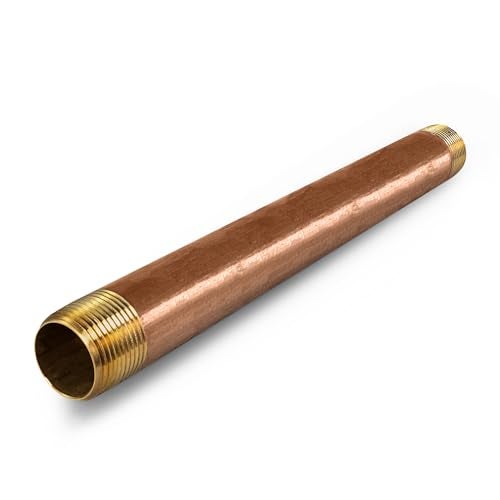 SUPPLYGIANT 12" Long Brass Nipple Pipe Fitting with 1/2" Nominal Diameter and NPT Ends - Image 1