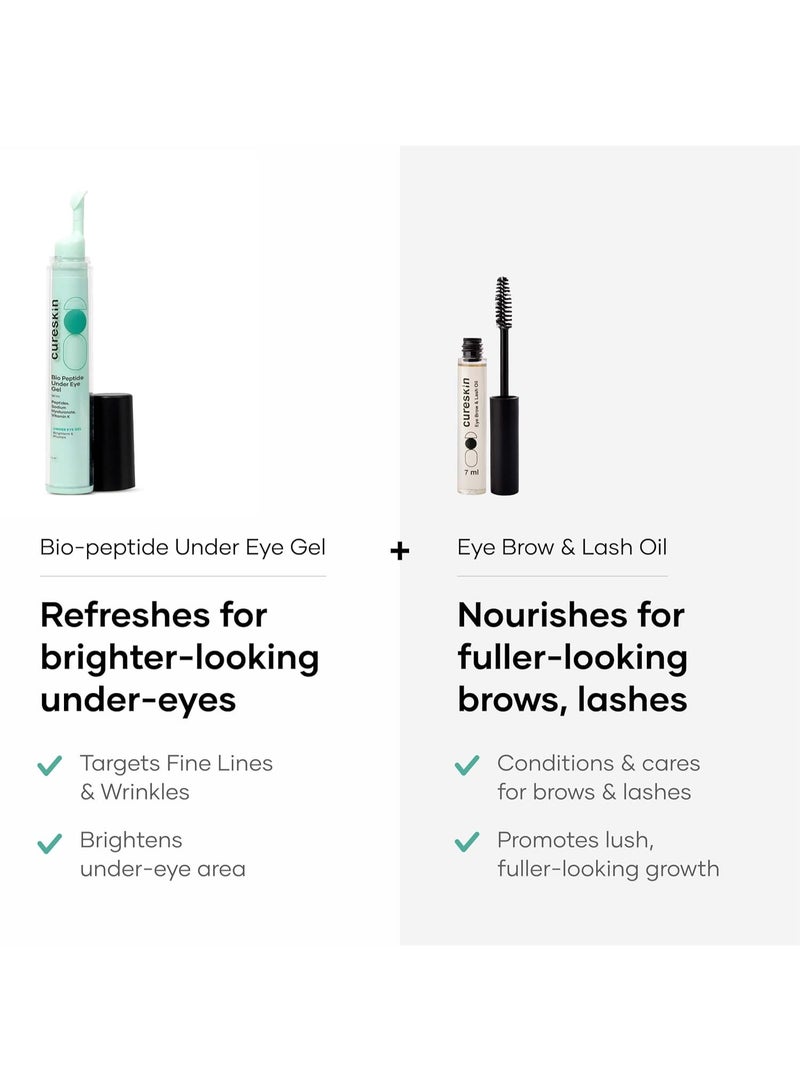 Cureskin Eye Care Combo | Eye Brow & Lash Oil | Bio-Peptide Under Eye Gel to Reduce Dark Circles | Eyelash Growth Serum | Under Eye Cream for Dark Circles for Women and Men | Lash Serum for Eyelash Growth - Image 2