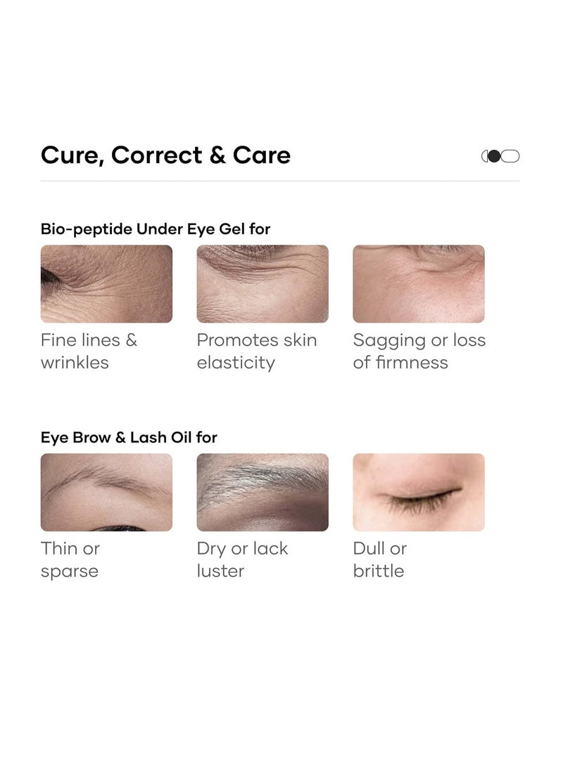 Cureskin Eye Care Combo | Eye Brow & Lash Oil | Bio-Peptide Under Eye Gel to Reduce Dark Circles | Eyelash Growth Serum | Under Eye Cream for Dark Circles for Women and Men | Lash Serum for Eyelash Growth - Image 3