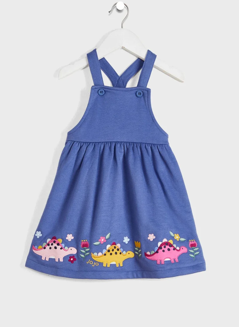 JoJo Maman Bebe Kids Dino Applique Pinafore & Top Set
