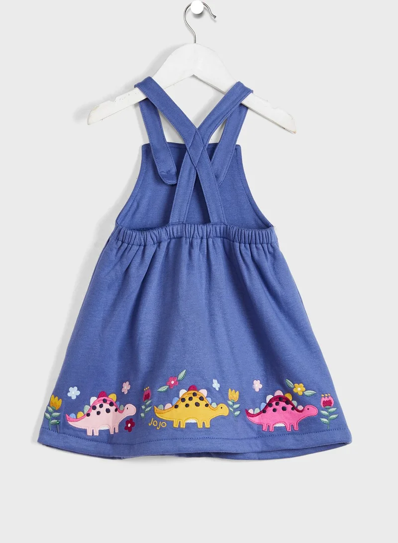 JoJo Maman Bebe Kids Dino Applique Pinafore & Top Set