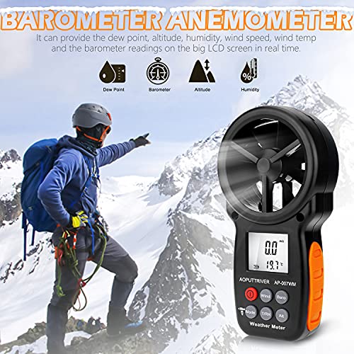AOPUTTRIVER Digital Anemometer Barometer Handheld Anemometer, Wind Speed Meter for Wind Speed/Temperature with Wind Chill & Relative Humidity, Altitude, Barometric Pressure measure for HVAC CFM Shooting -AP-007WM - Image 5