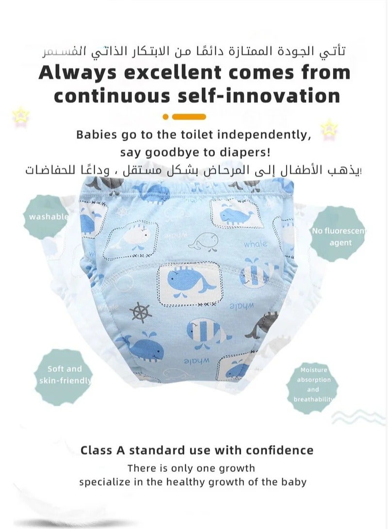 DOOKOO 4 Piece Potty Training Underwear, 6 Layers Breathable Cotton Absorbent Trainer Pants for Toddler Baby Boys Girls Waterproof - Image 2