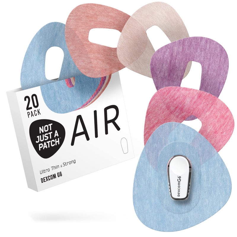Not Just A Patch Air 20 Pack CGM Dexcom G6 Adhesive Patches with Hole Thin Strong and Light 14 Day Adhesion Durable Dexcom Patches G6 Sensor Protectors in Multicolor