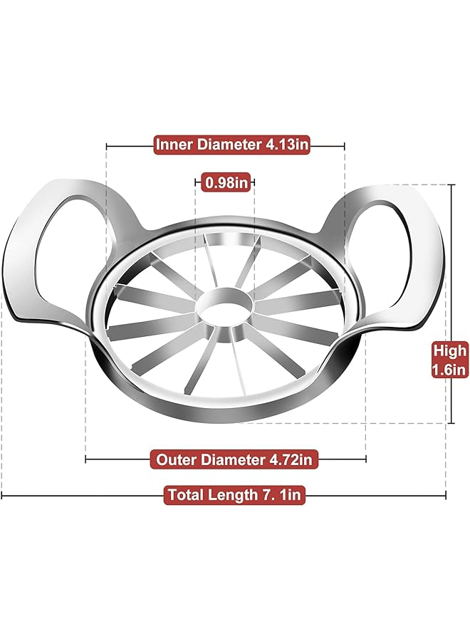 Excefore Apple Slicer, 12 Blade Extra Large Apple Corer, Stainless Steel Ultra Sharp Apple Cutter, Pitter, Wedger. Upgraded Version Apple Corer Peeler Designed For Up To 4 Inches Apples - Image 2