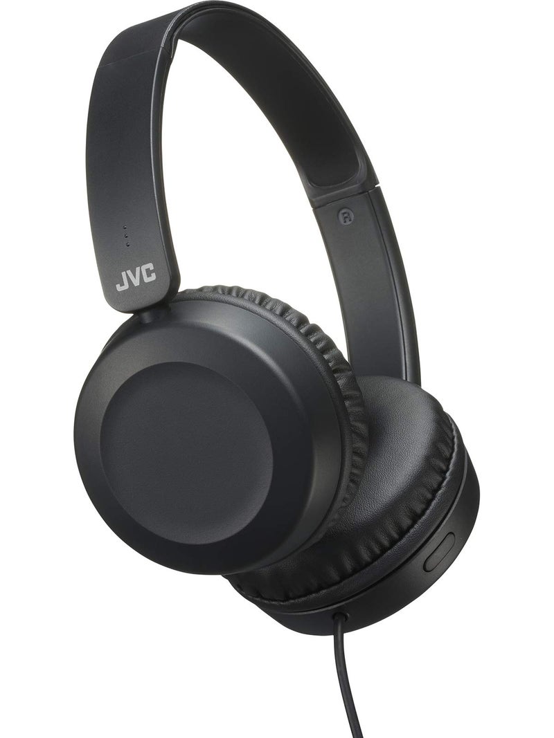 JVC Lightweight On Ear Headphones with Powerful Sound, Integrated Remote & Mic for Smartphones - HAS31MB (Black), Medium - Image 1