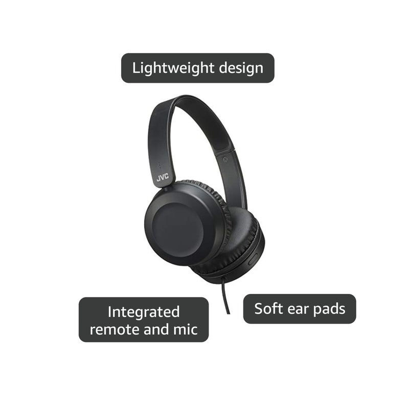 JVC Lightweight On Ear Headphones with Powerful Sound, Integrated Remote & Mic for Smartphones - HAS31MB (Black), Medium - Image 4
