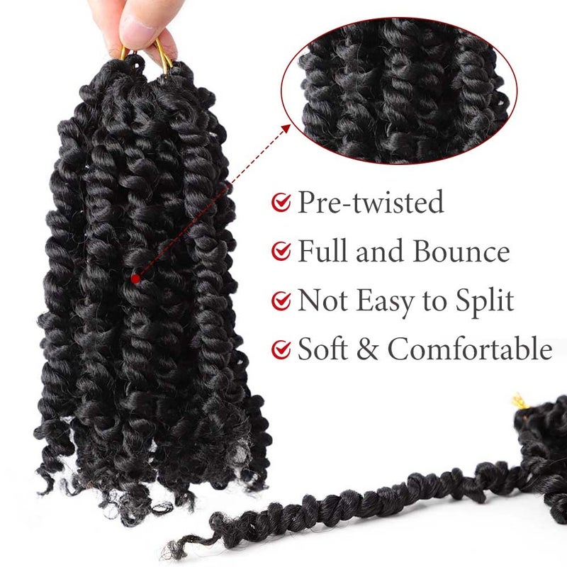 VIOLET Passion Twist Crochet Hair 6 Inch 9 Packs Natural Black Passion Twist Hair Short Twist Hair Prelooped Crochet Hair for Black Womenï¼ˆ1Bï¼Œ6 Inchï¼Œ9 Packsï¼‰ - Image 5