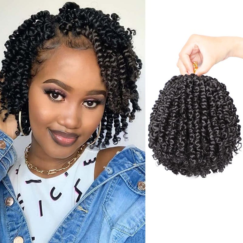 VIOLET Passion Twist Crochet Hair 6 Inch 9 Packs Natural Black Passion Twist Hair Short Twist Hair Prelooped Crochet Hair for Black Womenï¼ˆ1Bï¼Œ6 Inchï¼Œ9 Packsï¼‰ - Image 1